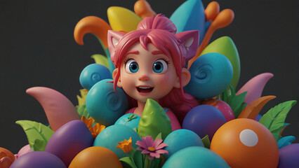 Fototapeta premium 3D characters with various shapes and colorful colors
