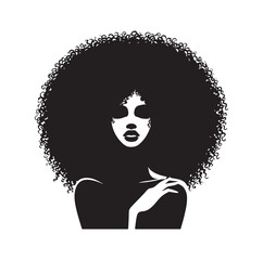 black females silhouettes face profile vignette. black isolated white background