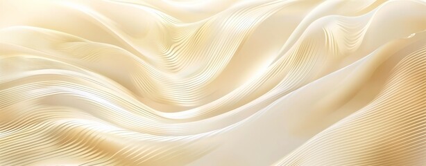 Obraz premium Elegant Golden Wave, Abstract Vector Background with Light Beige and White Tones, Delicate Curves and Detailed Lines