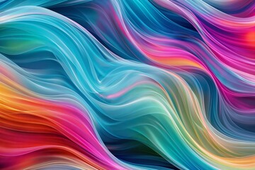 Obraz premium Vibrant Abstract Fusion, Dynamic Composition of Flowing Waves and Shapes in Colorful Spectrum