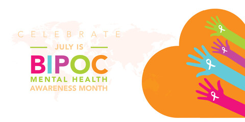 Bipoc Mental Health Awareness Month. Great for cards, banners, posters, social media and more. Green background. banner design template Vector illustration background design.