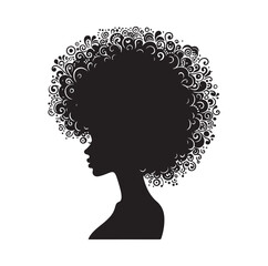 black females silhouettes face profile vignette. black isolated white background