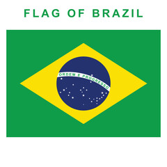 Obraz premium FLAG OF BRAZIL, vector illustration isolated on a white background, with typography in English. banner, poster, background.