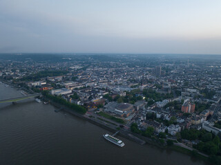 Obraz premium City center of Bonn, Germany. Aerial view at sunset.