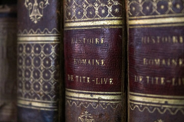 old books in a row