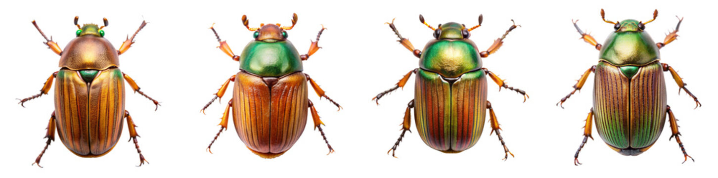 Collection of June Beetle Illustrations Isolated