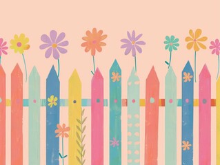 Colorful Wooden Fence with Flowers