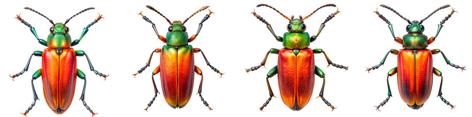 Collection of Fiery Searcher Beetle Illustrations Isolated 