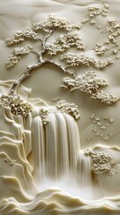 Beautiful landscapes 3d relief wallpaper. Mural wallpaper. Wall art. AI generated illustration