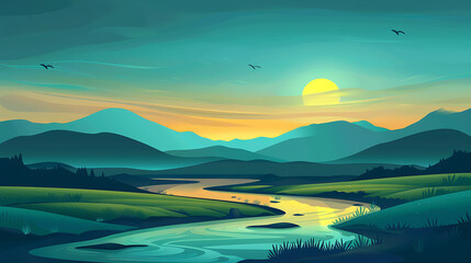 Fototapeta premium landscape illustration
