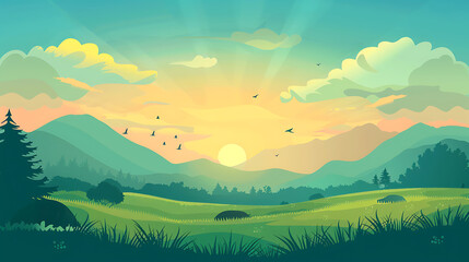 Fototapeta premium landscape illustration