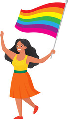 People waving flags celebrating Pride Festival illustration design