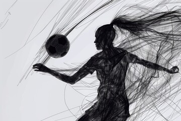 A person kicking a soccer ball with enthusiasm and focus