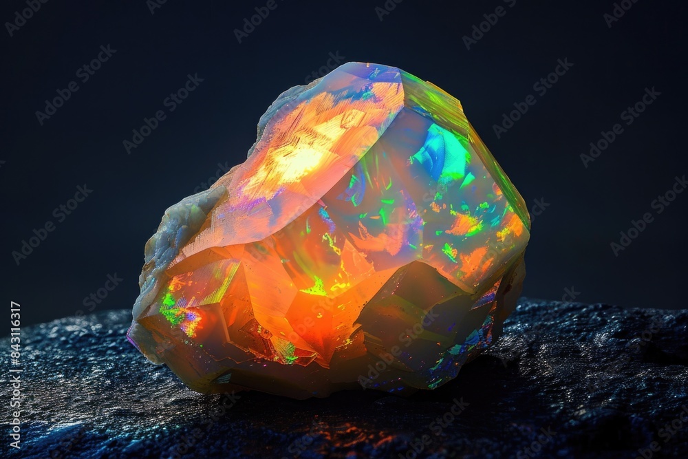 Poster a large piece of oplite sitting on top of a rock, suitable for use in geological or educational cont
