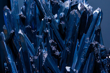Blue metallic stone close up making a interesting background in geology.