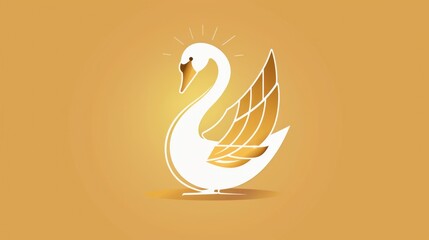 Obraz premium A majestic white swan stands proudly on a bright yellow background, ready for use in editorial or commercial contexts