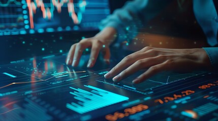 Businesswoman's hands analyzing graph, financial advisor and accounting concept