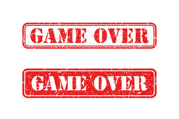 Game over red stamp on white background