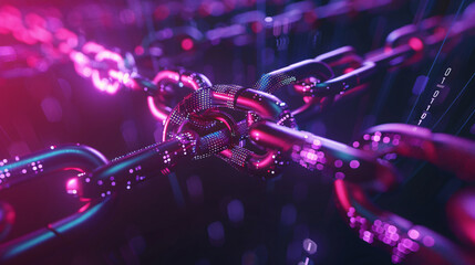 Abstract digital chains with glowing nodes, symbolizing secure blockchain transactions