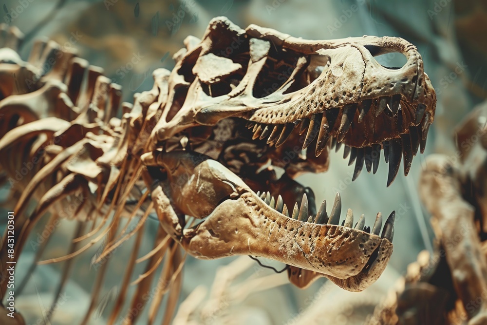 Poster a detailed view of a dinosaur's bones, ideal for science and educational use