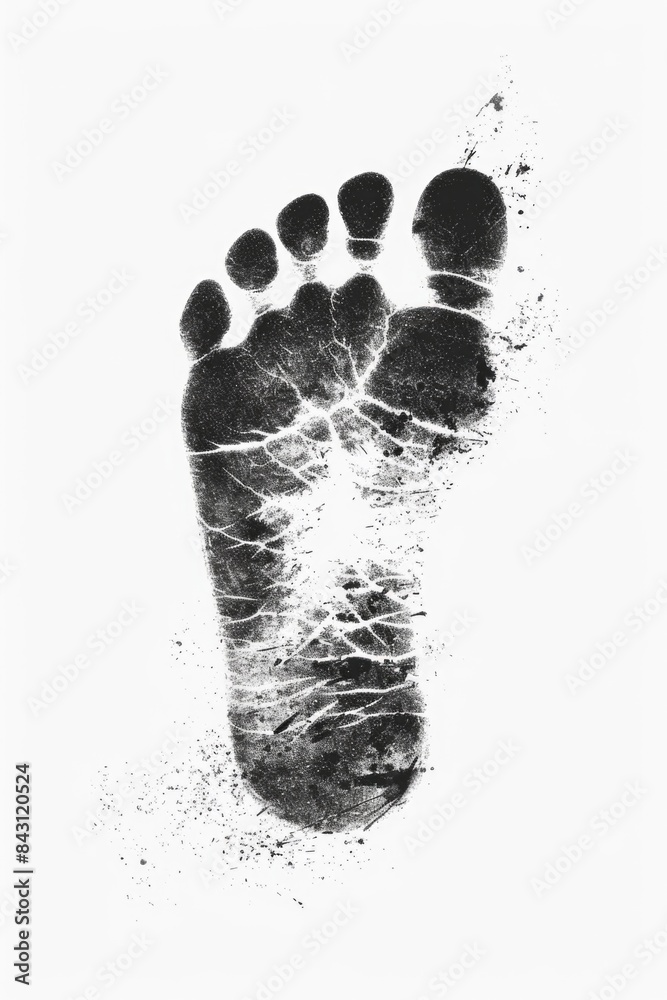 Poster a minimalist illustration of hand and foot prints in black and white, perfect for use in educational