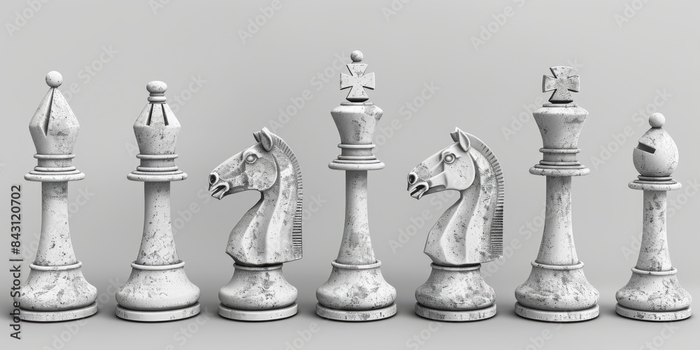 Poster A collection of chess pieces placed together, perfect for depicting a game or strategy in action