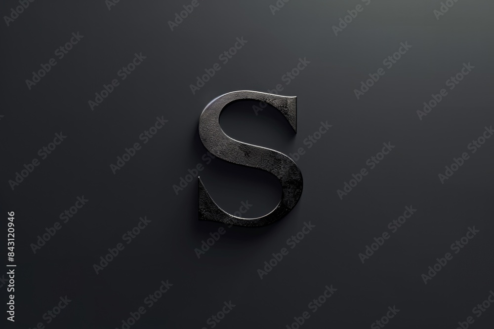 Poster a stylized letter s in black on a dark or muted background, possibly for use in design projects or a
