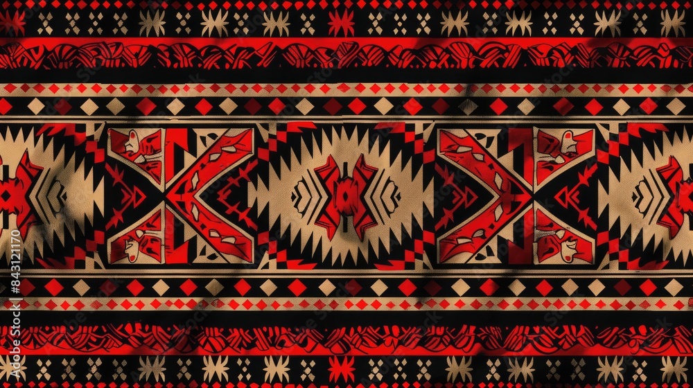 Poster A checkerboard pattern with alternating red, black, and white squares