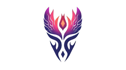 Fototapeta premium A stylized, abstract phoenix logo with a vibrant gradient of pink, purple, and blue hues - AI Generated Digital Art