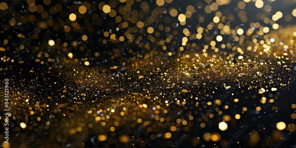 Poster a picture of a black and gold background with many lights, suitable for use in scenes where luxury a