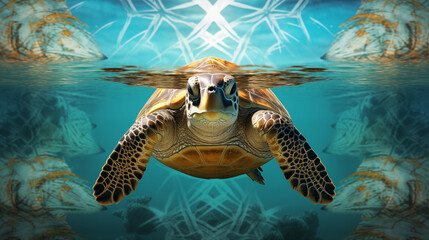 Obraz premium Abstract Turtle Image Pattern Background, Texture, Wallpaper, Background, Cover and Screen of Cell Phone, Smartphone, Computer, Laptop, 16:9 Format - PNG
