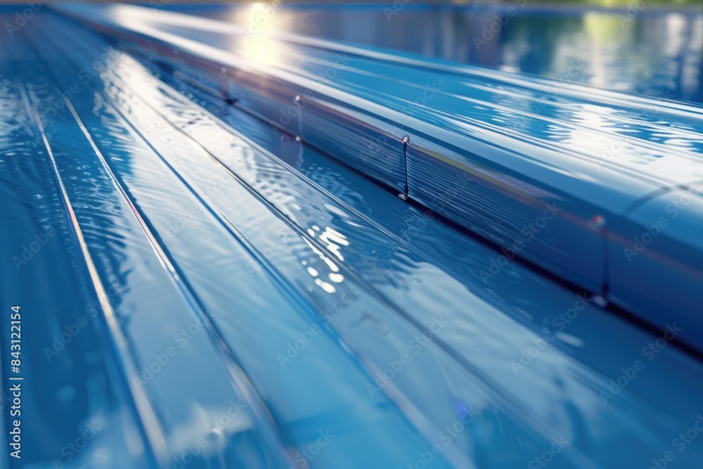 Poster A close-up view of a train on a railroad track, suitable for use in travel or infrastructure-related contexts