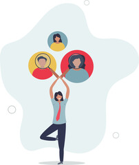 human resources HR analyze or scan candidate winner,flat vector illustration.