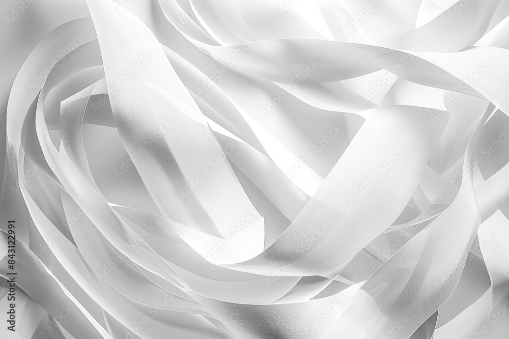 Poster a collection of white ribbons tied together, suitable for use in decorative or symbolic contexts