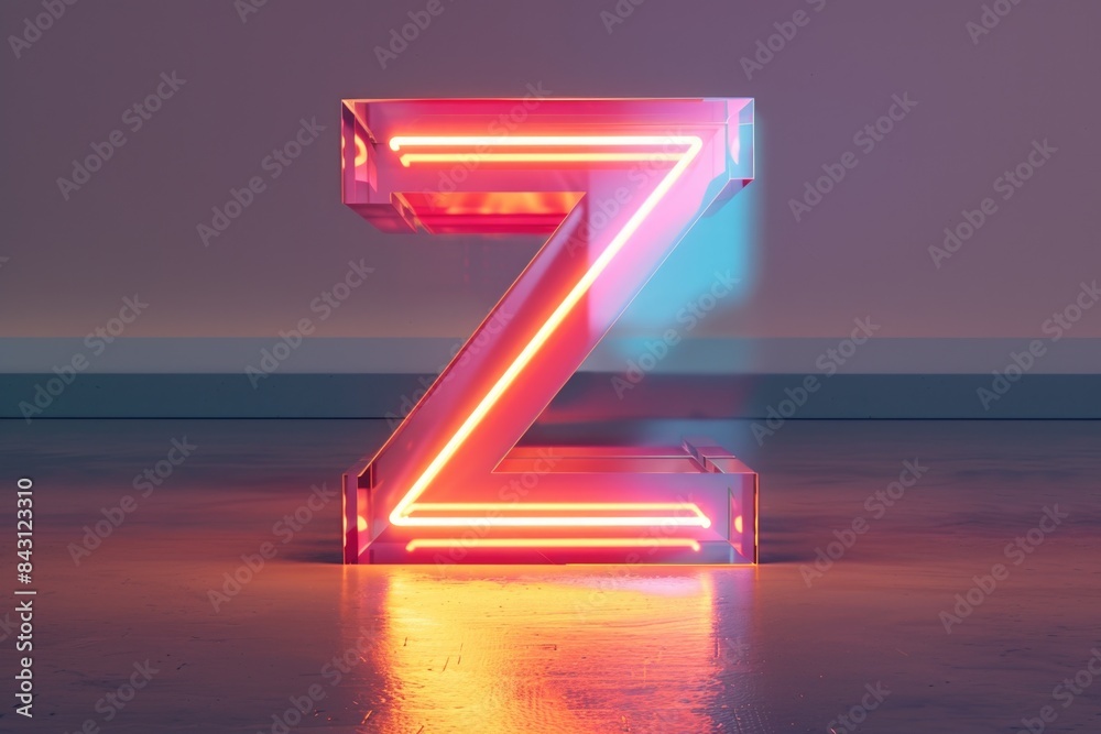 Canvas Prints A single neon-lit letter z, used as decorative element or symbol