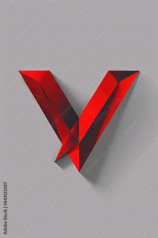 Poster A red v-shaped object sits on a gray surface