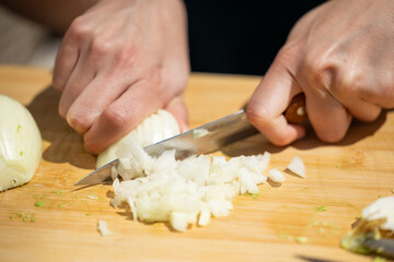 making homemade guacamole with different vegetables. culinary arts
