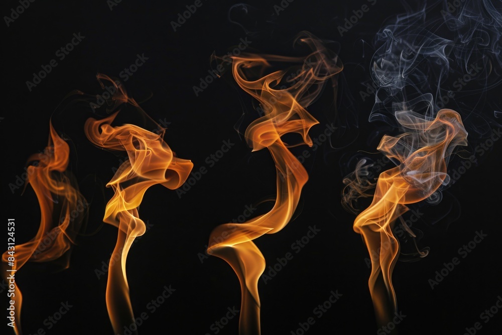 Poster a group of smoke sticks rising into the air from multiple sources