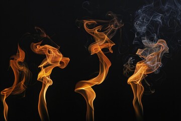 A group of smoke sticks rising into the air from multiple sources