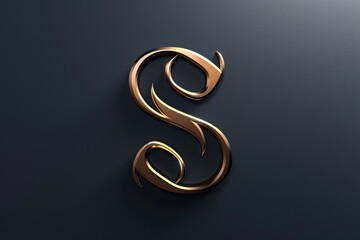 A golden letter S on a black background