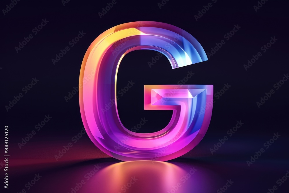 Poster a single letter 'g' illuminated in a dark environment