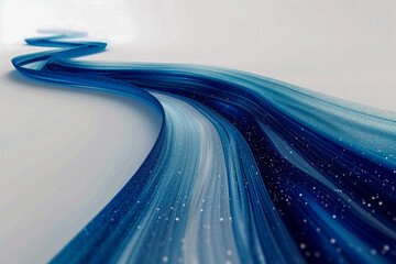 A road formed by a technological wind curve, winding and winding into the distance, blue technology line,