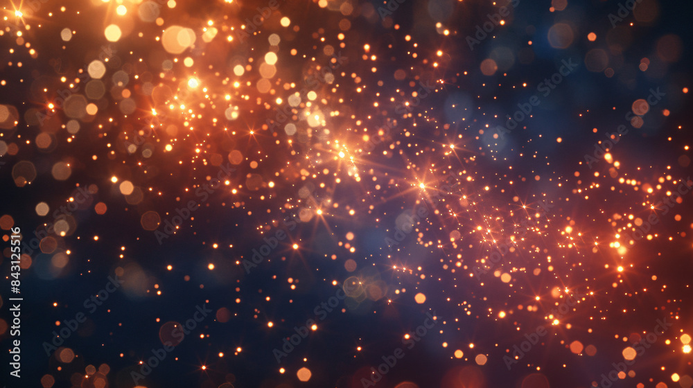 Poster sparkling particles and glitter in a cosmic bokeh effect digitally illustrated