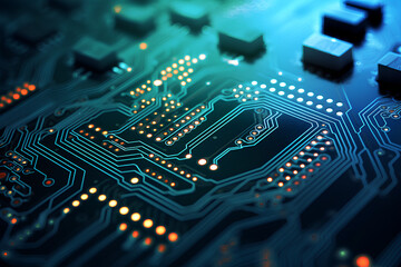 Close up of an electronic circuit board, Soft Focus