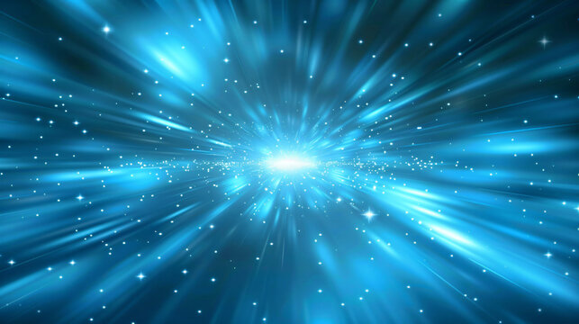Digital illustration of a space warp or light speed travel with starburst