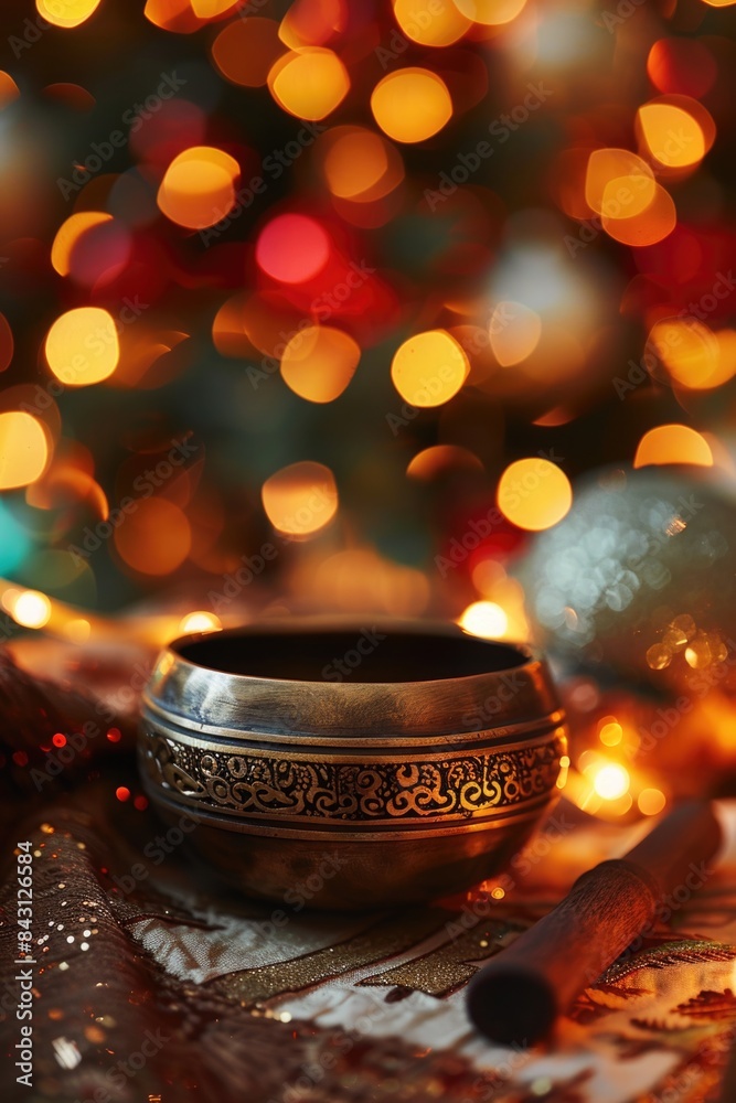 Poster A metal bowl sits on top of a table with no additional items or context
