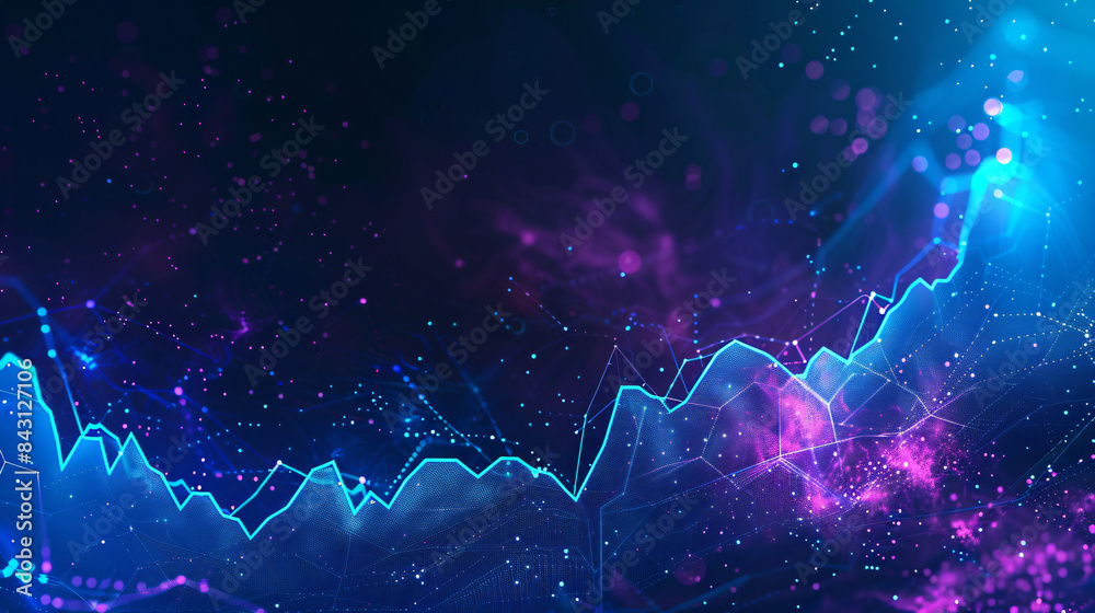 Poster abstract technology concept with digital waves and glowing particles