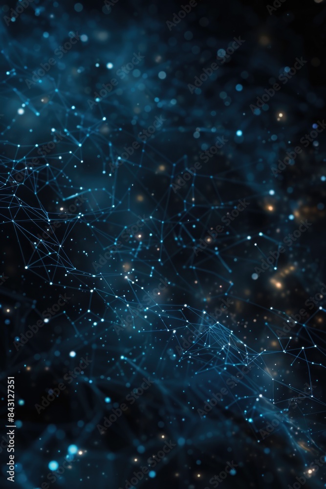 Aufkleber a dark blue background featuring numerous dots and lines, perfect for use in infographics, presentat