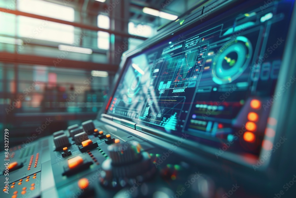 Poster Close-up view of a control panel in a building