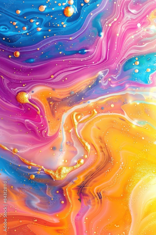 Poster a vibrant image featuring a swirling pattern with bubbles, great for illustrating creativity or play